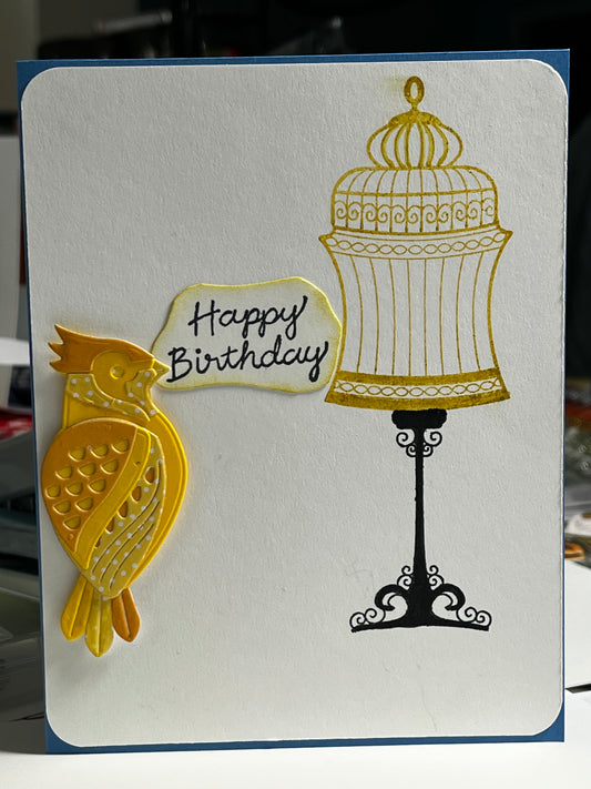 Birdcage Birthday Card